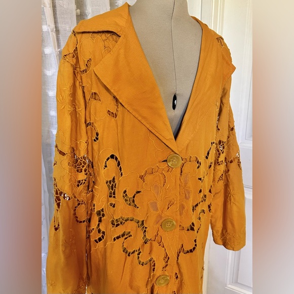 FREE PEOPLE Susanna Eyelet Duster Jacket Coat Dress Lagenlook Boho Crochet Lace - Picture 3 of 8